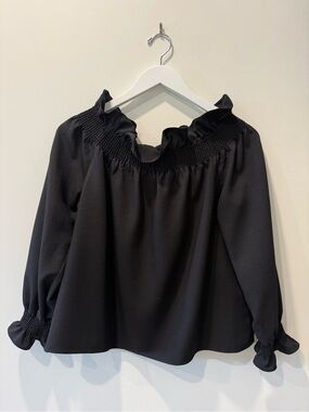 Tuckernuck Black Ruffle Off The Shoulder Blouse